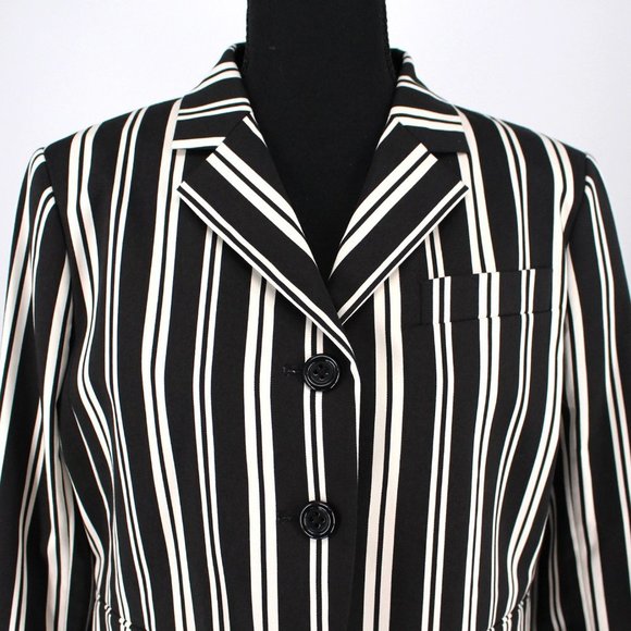 NWT Marc Jacobs Redux Grunge Collection Striped Blazer Jacket Black Ivory size 6 - Picture 6 of 11